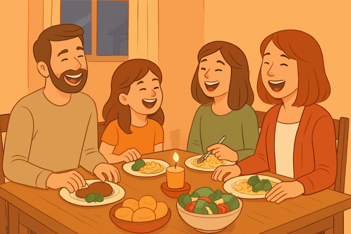 Family having dinner together connecting